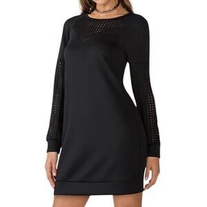 Fabletics Tilly Sweatshirt Dress S‎ Black Neoprene Stretch Perforated Comfort